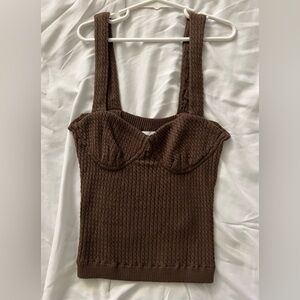 New Brown Womens Crocheted Top, Danielle Bernstein Europe Style. Feminine style